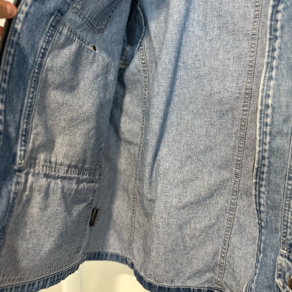 VTG 90s Petite Medium Liz Authentic Full Zip Denim Field Jacket Multiple Pockets - Picture 13 of 16